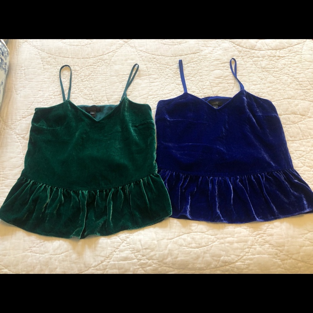 Jcrew Blue and Green Velvet Tank Tops -2pcs